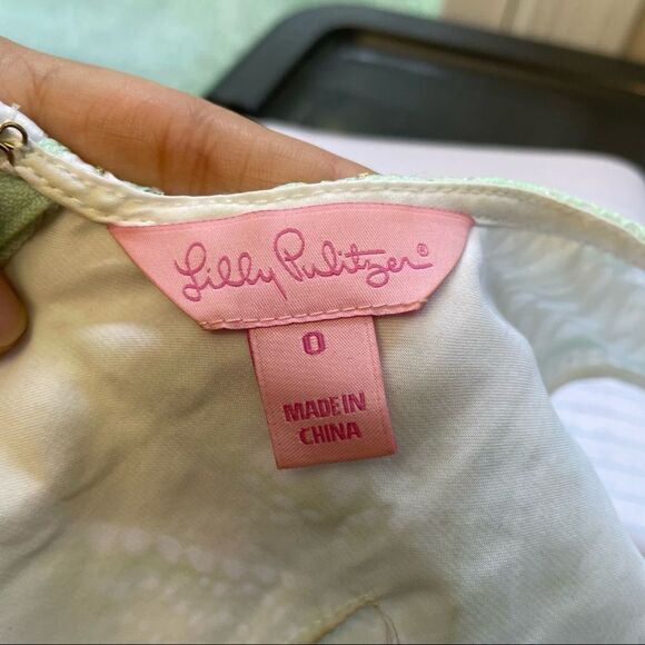 Lilly Pulitzer Lonnie Iridescent Daisy Lace Mini Dress Seafoam Green lined sze 0 - Picture 9 of 13